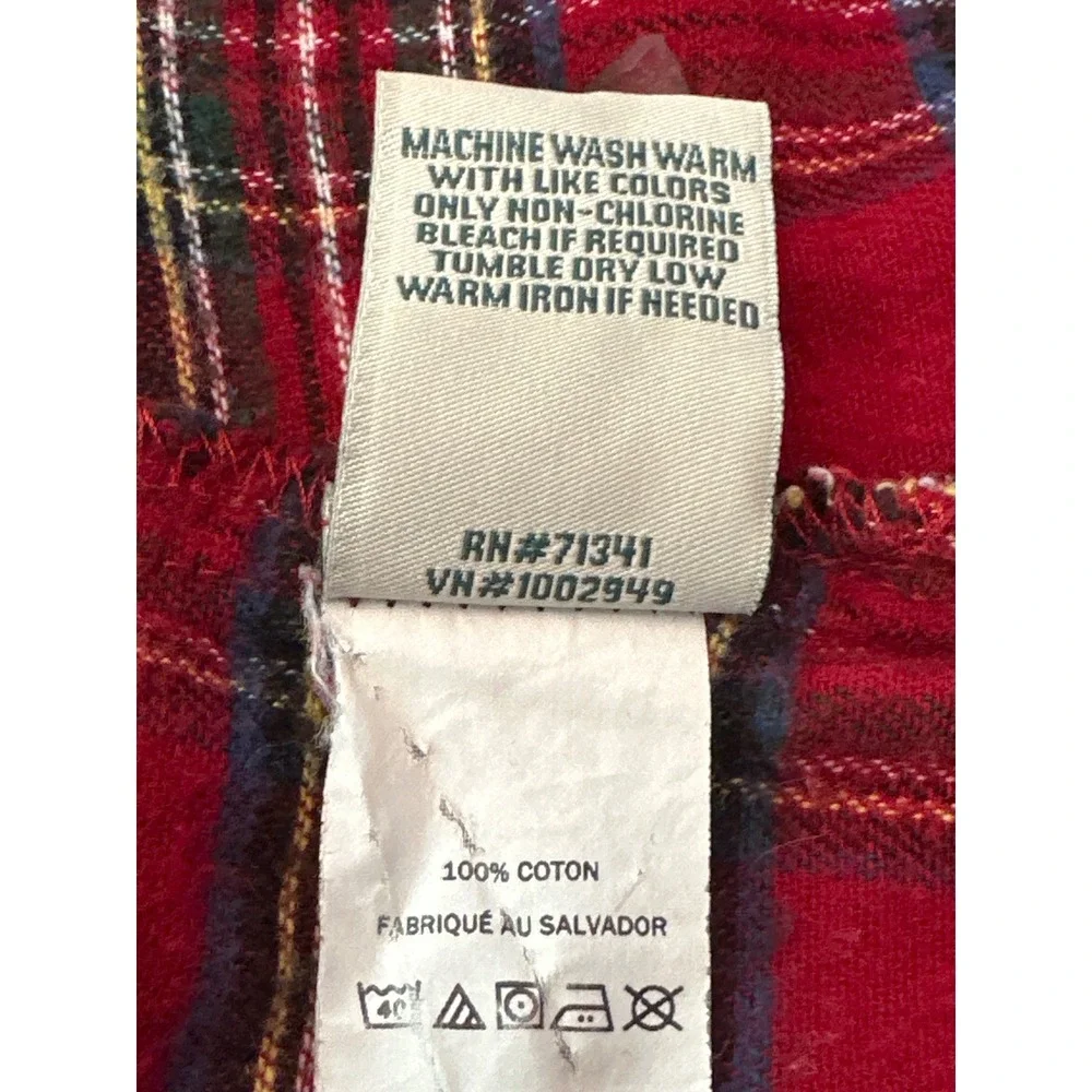 L.L. Bean Flannel Shirt Women 2X Red Plaid Cotton Button Down Gorpcore